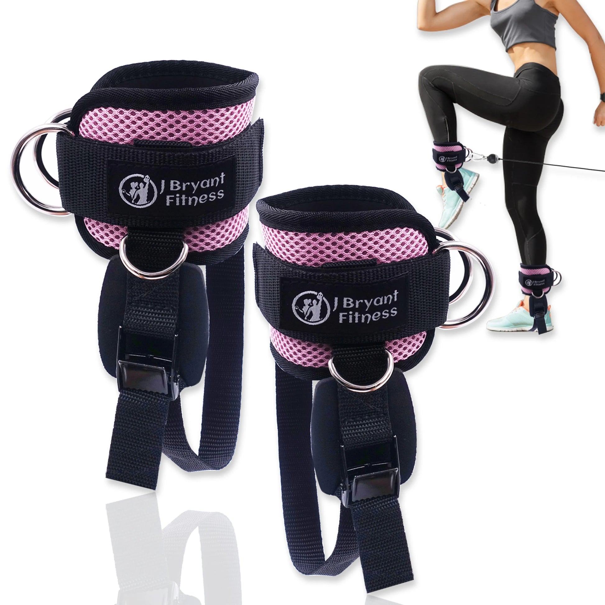 4 D-rings Ankle Straps for Cable Machine Adjustable Extra Strap Ankle Cuffs Booty Building Workout Trainer Fitness Equipment