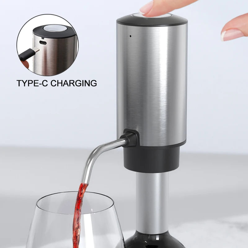 USB Electric Wine Opener Set With Electric Decanter and Aerator Stainless Steel Rechargeable Wine Bottle Opener for Wine Lovers