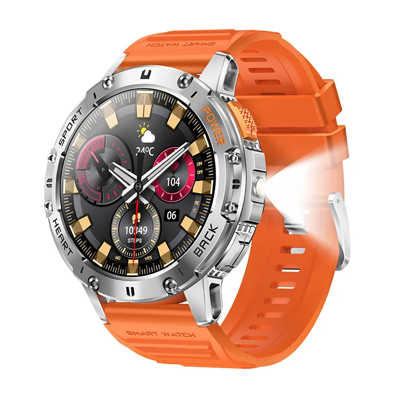 Reloj inteligente AMOLED para Android e iOS, con linterna, deportivo, resistente al agua, rastreador de actividad física, Bluetooth, llamadas y caja.