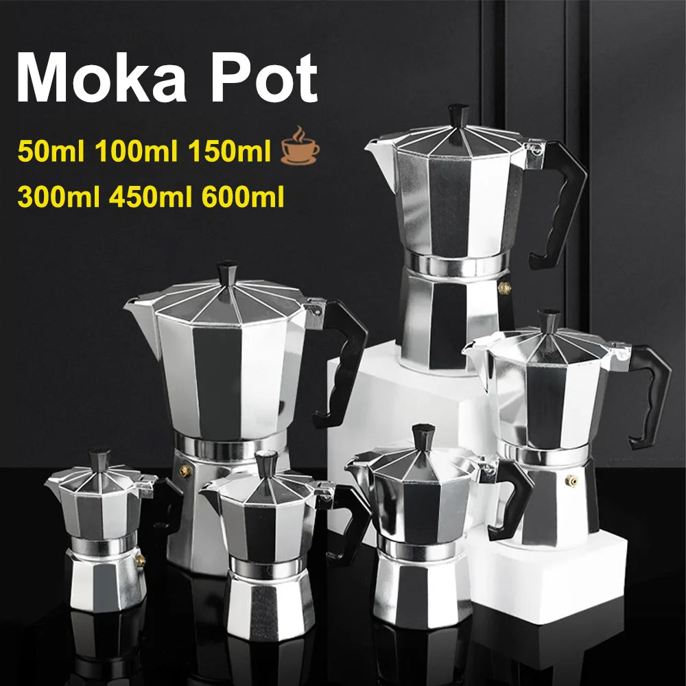 Cafetera moka italiana de metal para cocina, cafetera manual, cafetera espresso, resistente, para el hogar, utensilios de café y té.