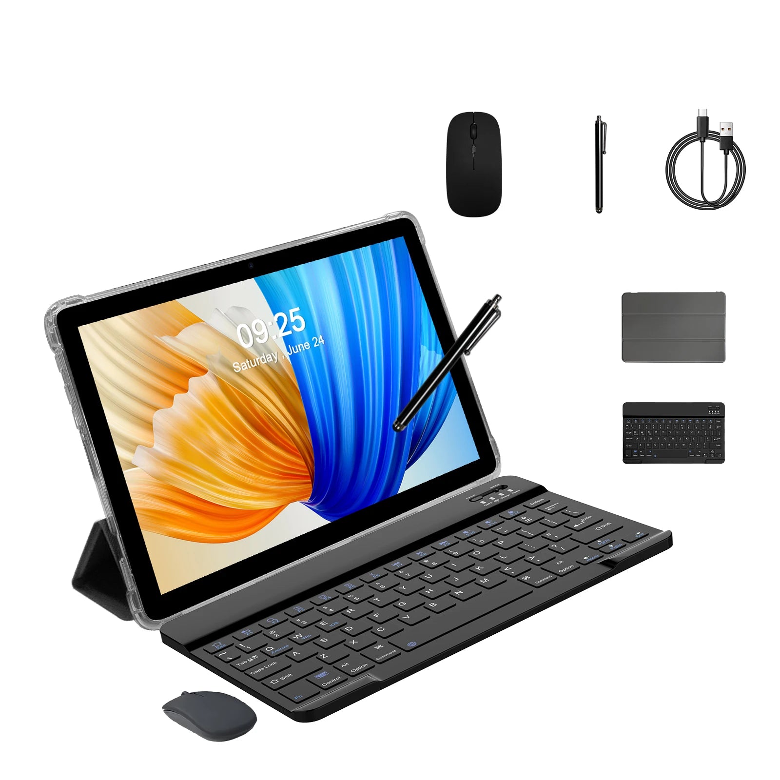 Tableta PRITOM 2 en 1 de 10,1 pulgadas con Android 15 y teclado, 8 GB de RAM (4+4), 128 GB de almacenamiento, 1 TB ampliable, batería de 8000 mAh
