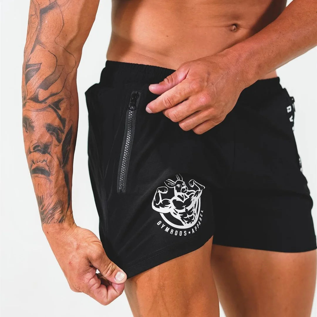 Men's Printed Shorts Summer Quick Dry Side Double Zipper Pockets Design Running Basketball Training Gym Shorts