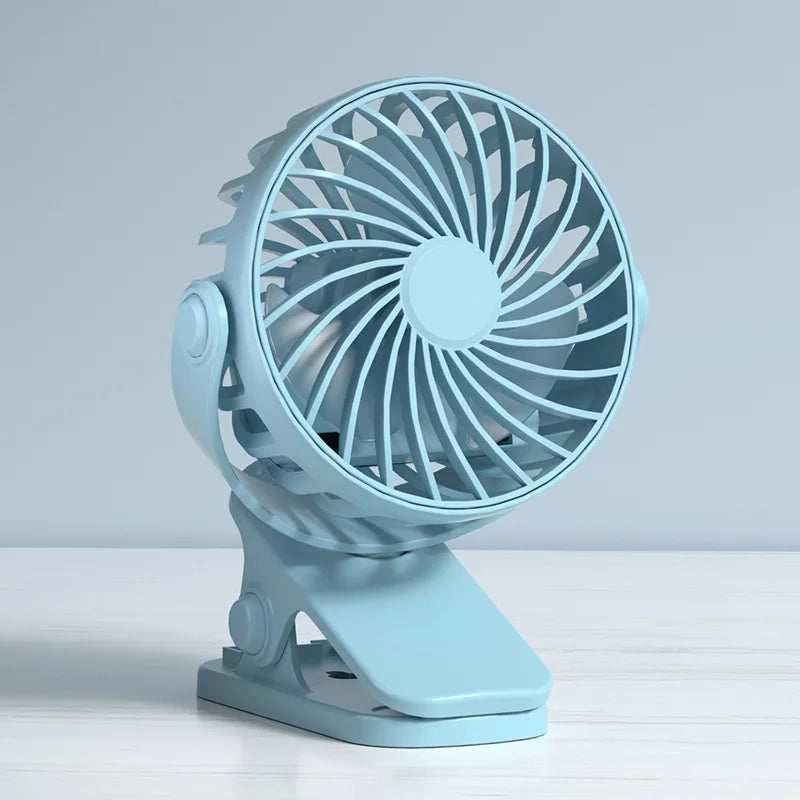 Ventilador eléctrico portátil recargable con clip colgante giratorio de 720°, luz nocturna, enfriador de aire para acampar al aire libre, ventiladores pequeños.