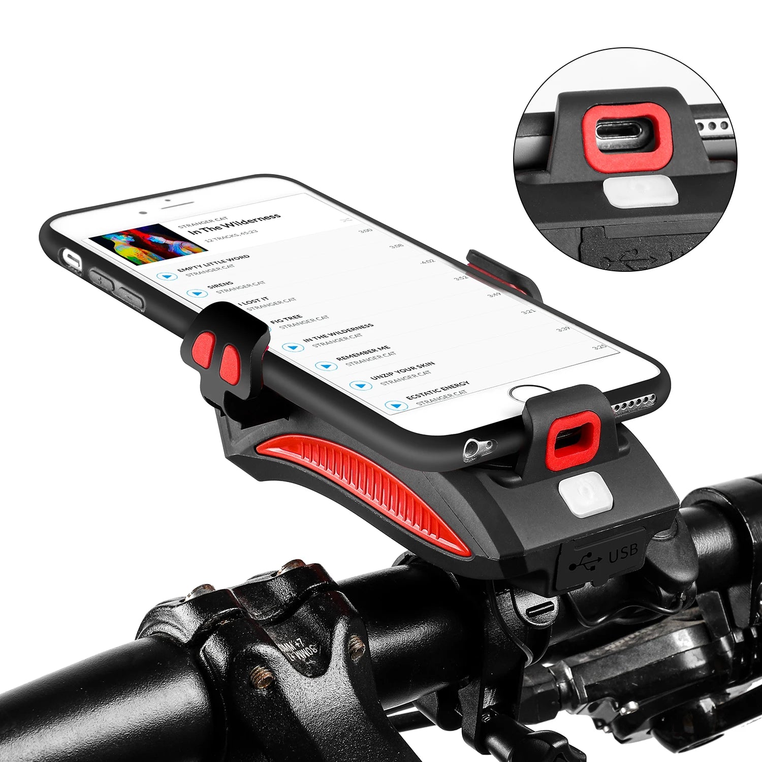 WEST BIKING Multi-Function 4 in 1 Bicycle Front Light 2000/4000MAh USB Charging Bike Flashlight Convenient Cycling Phone Holder