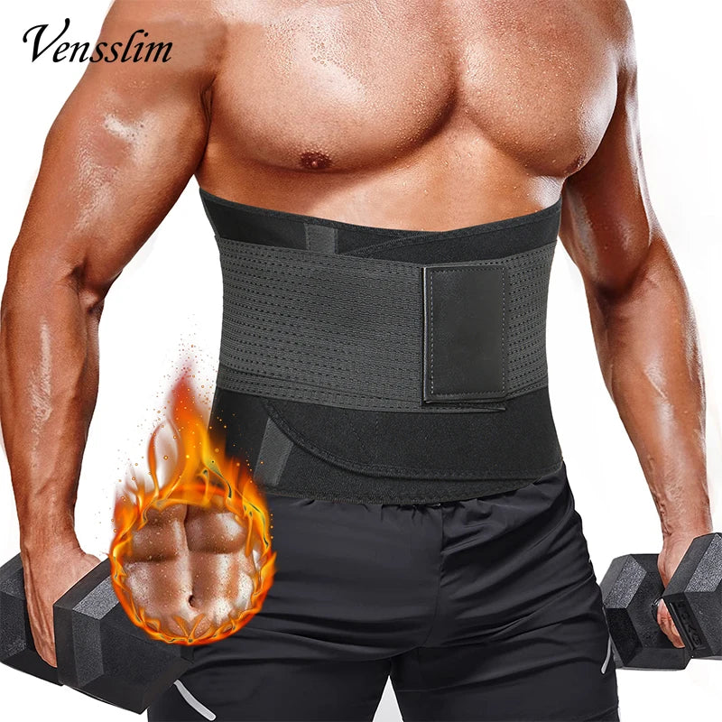 Neoprene body shaper for men, helps with weight loss and provides back support.