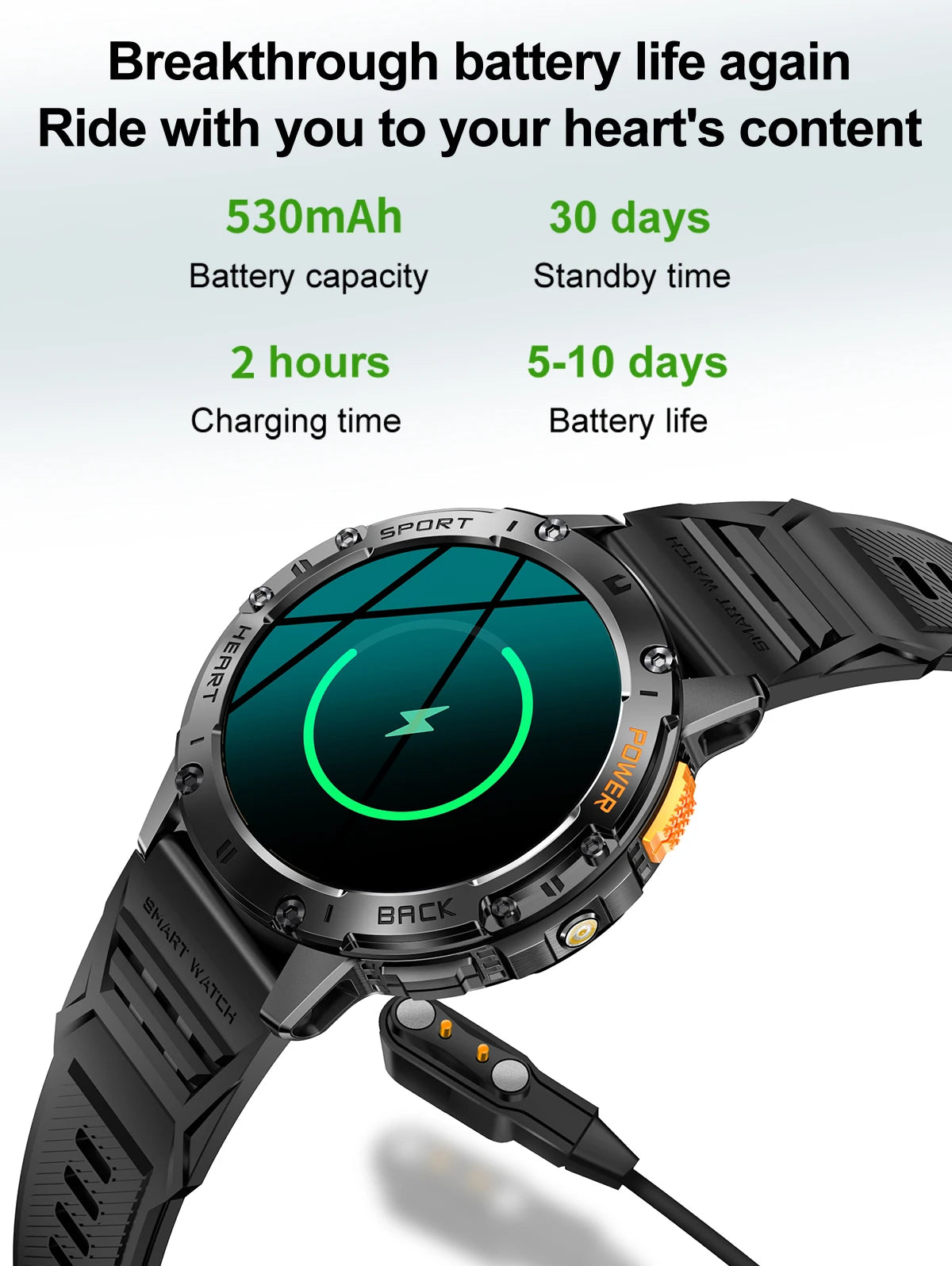 Reloj inteligente AMOLED para Android e iOS, con linterna, deportivo, resistente al agua, rastreador de actividad física, Bluetooth, llamadas y caja.