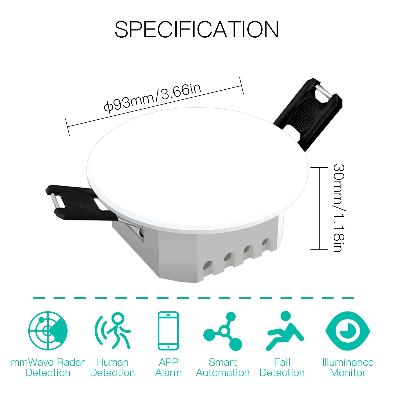 Detector de presencia humana Tuya Smart ZigBee/WiFi, sensor de detección de radar, fotométrico, función 2 en 1, concentrador PIR de techo Smart Life