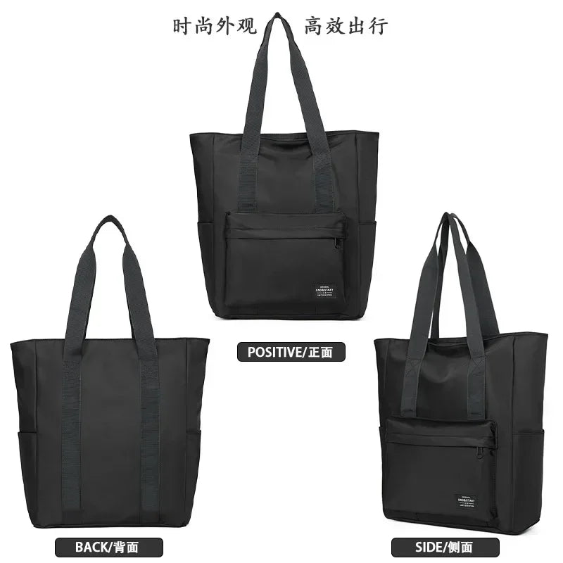 Men's One Shoulder Casual Bag Large Capacity Men's and Women's Handbags Simple Tote Bags Waterproof Black Underarm bag 가방 bolsos