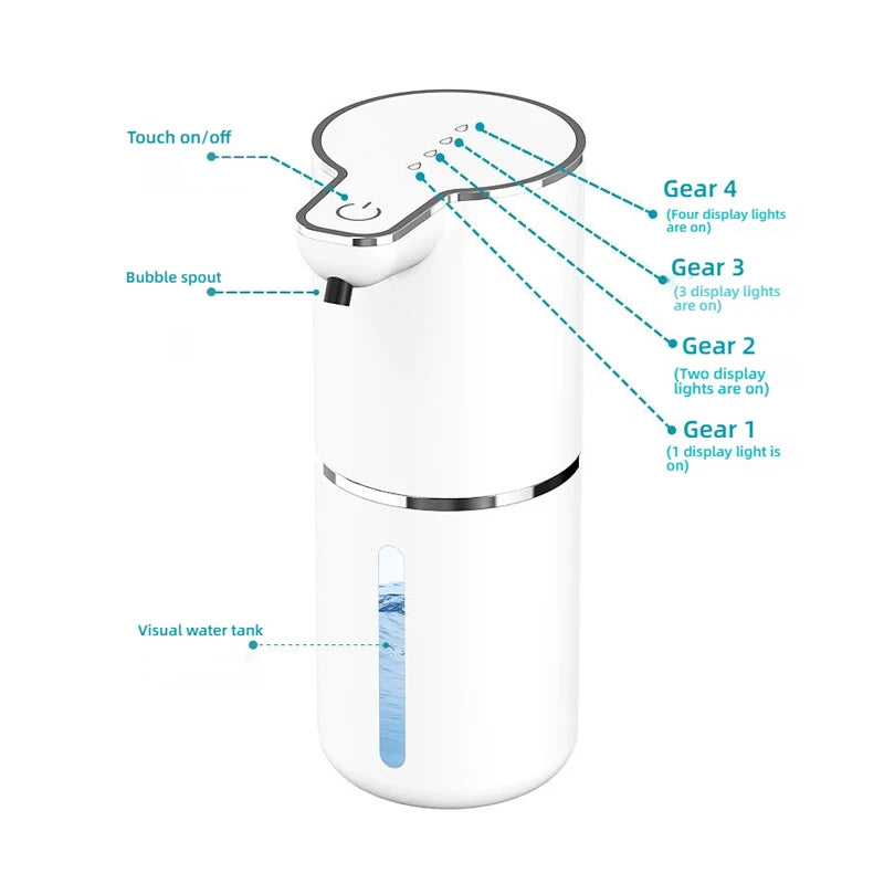 Dispensador automático de jabón ABS, multilíquido, espuma rápida, diseño que ahorra espacio, para baño y cocina, uso dual.