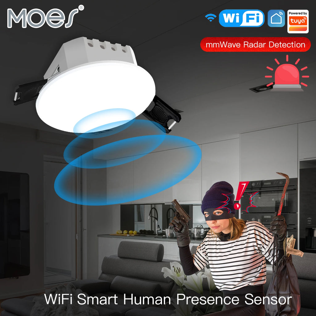 Detector de presencia humana Tuya Smart ZigBee/WiFi, sensor de detección de radar, fotométrico, función 2 en 1, concentrador PIR de techo Smart Life