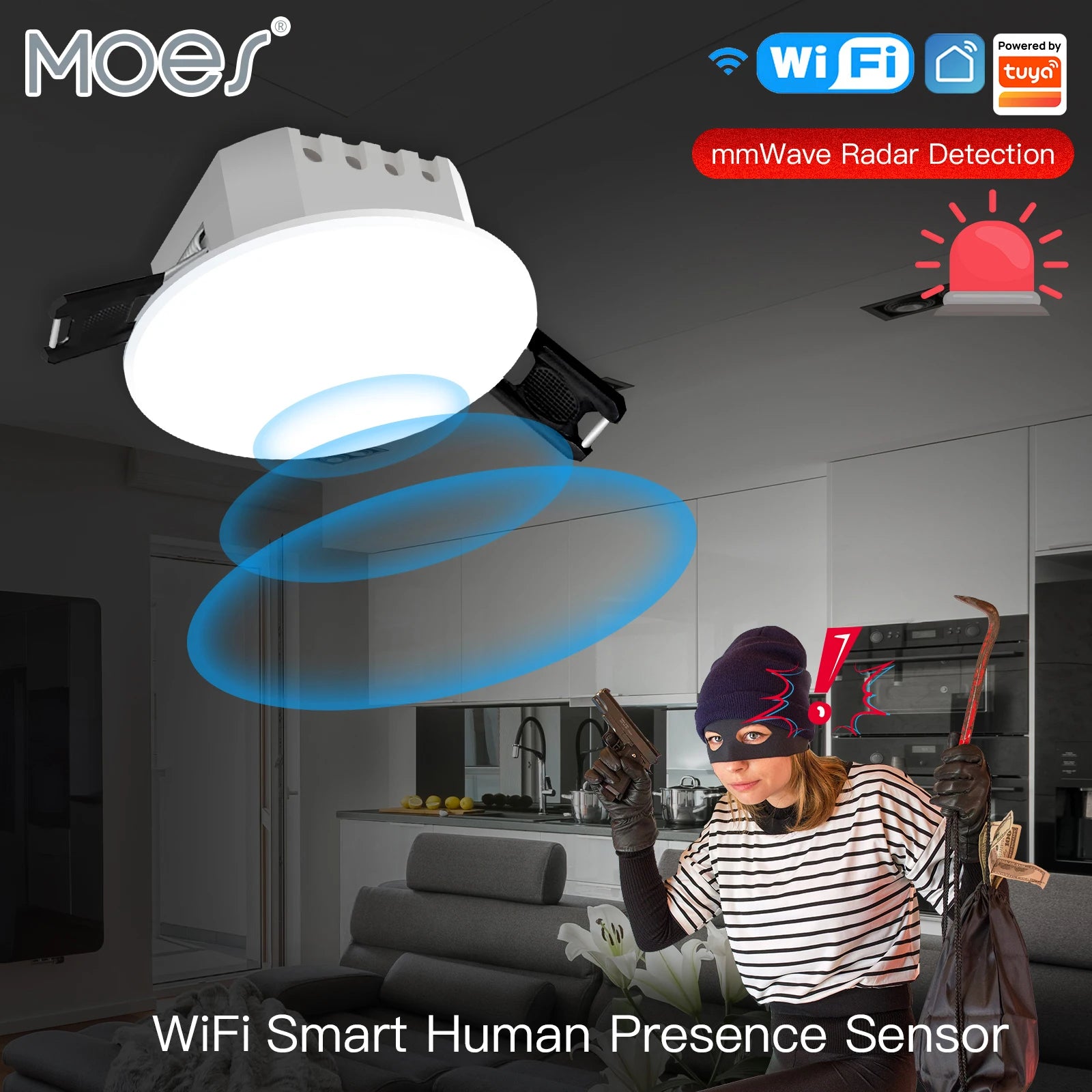 Detector de presencia humana Tuya Smart ZigBee/WiFi, sensor de detección de radar, fotométrico, función 2 en 1, concentrador PIR de techo Smart Life