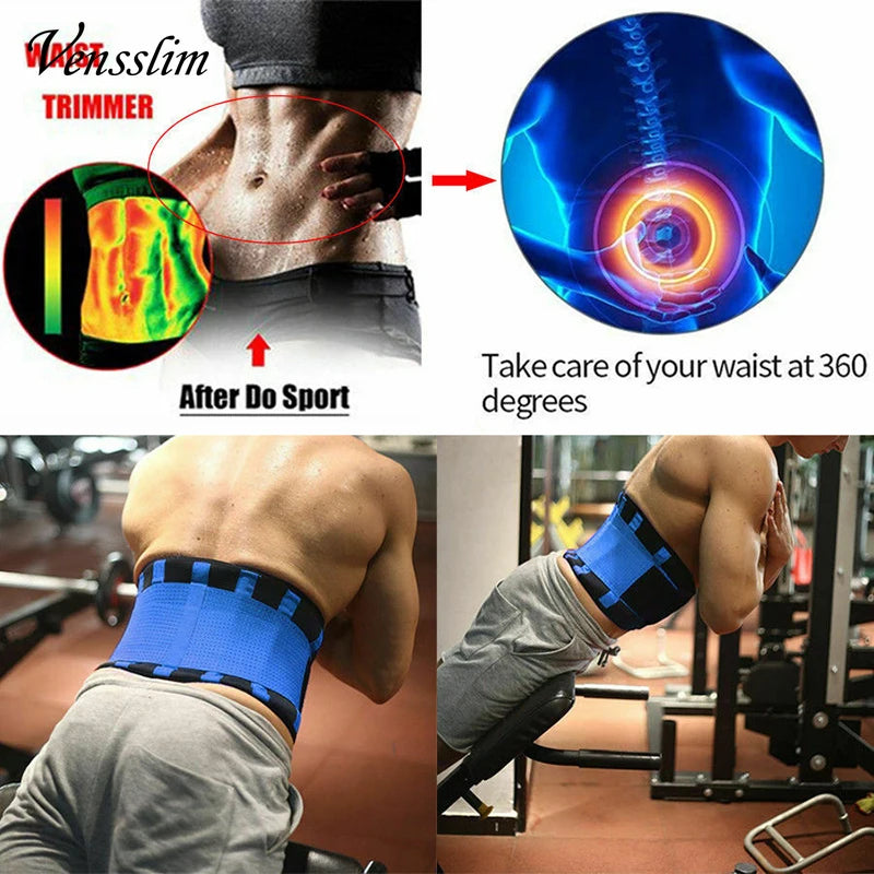Neoprene body shaper for men, helps with weight loss and provides back support.