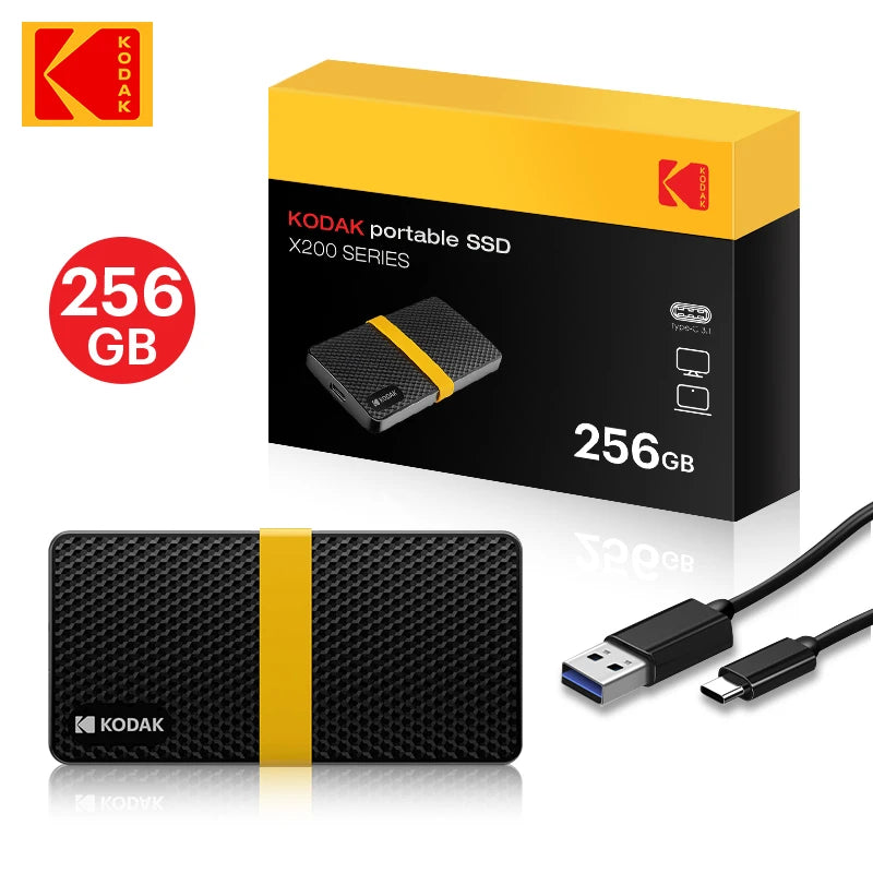 Unidad de estado sólido portátil externa Kodak X200 Mini SSD de 256 GB, USB 3.1, tipo C, 1,8 pulgadas, 512 GB, para computadora portátil y de escritorio