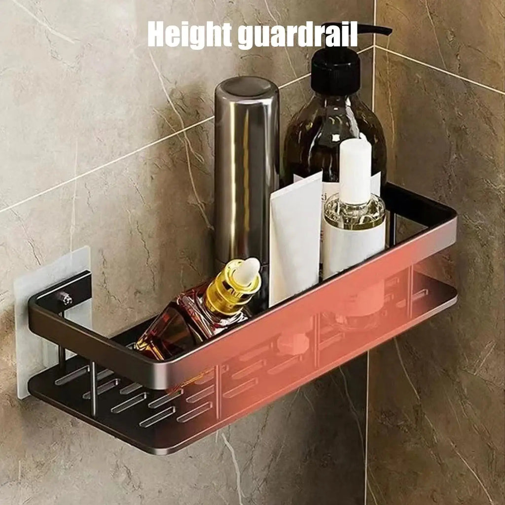 Organizador de Almacenamiento para Baño Estante de Aluminio sin Taladros para Baño y Cocina Negro Plata Oro 22x28.5x5.5cm
