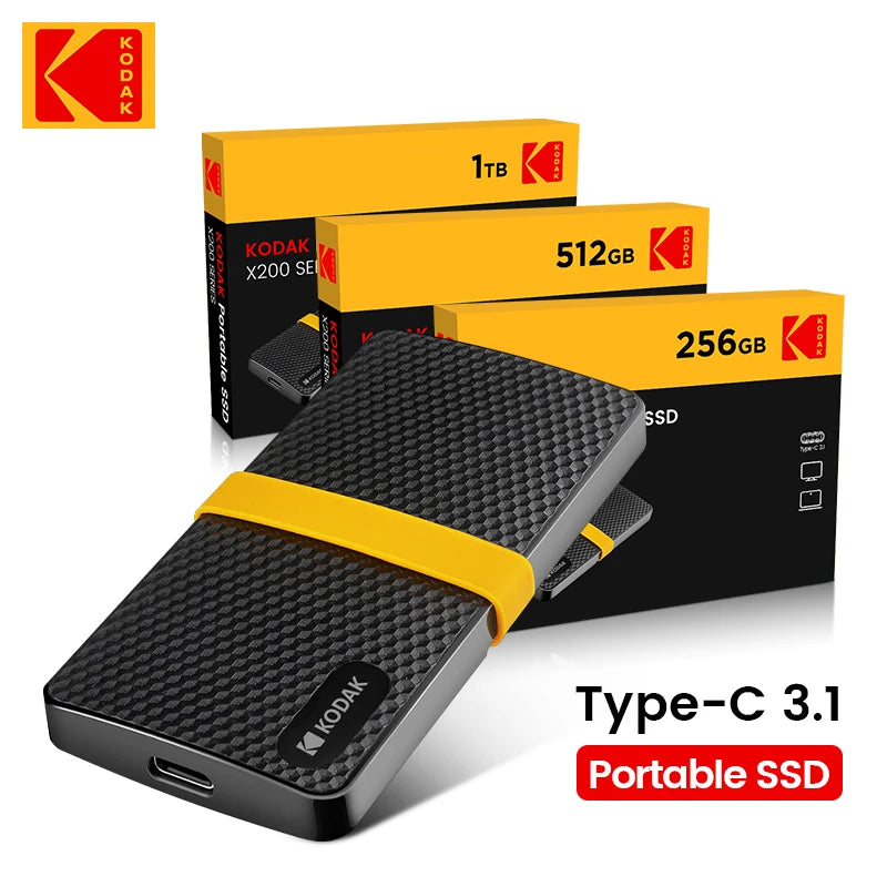 Unidad de estado sólido portátil externa Kodak X200 Mini SSD de 256 GB, USB 3.1, tipo C, 1,8 pulgadas, 512 GB, para computadora portátil y de escritorio