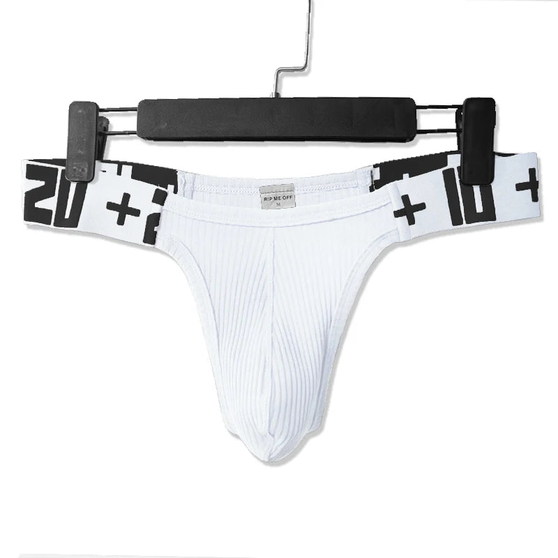 Sexy men's underwear. Made of cotton, with a T-back and a bulge pouch.