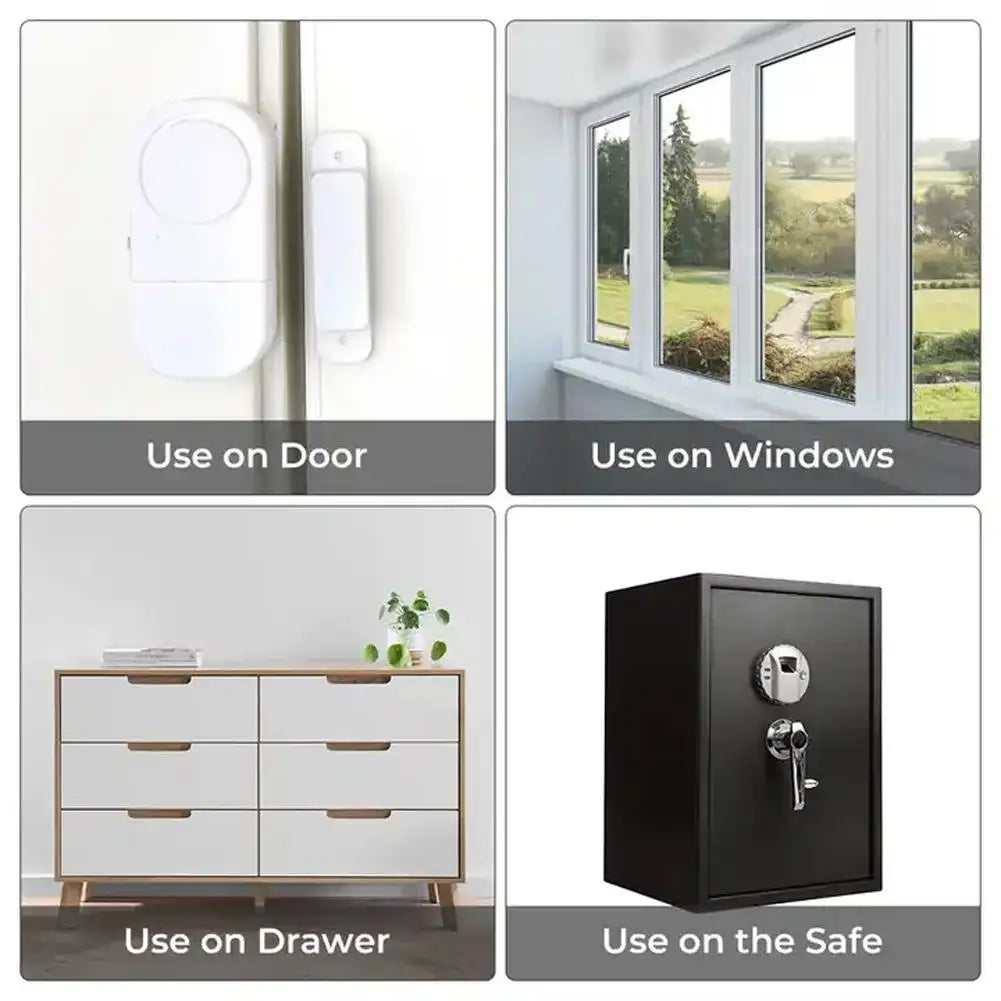Sensor de alarma inalámbrico magnético que protege su ventana o puerta