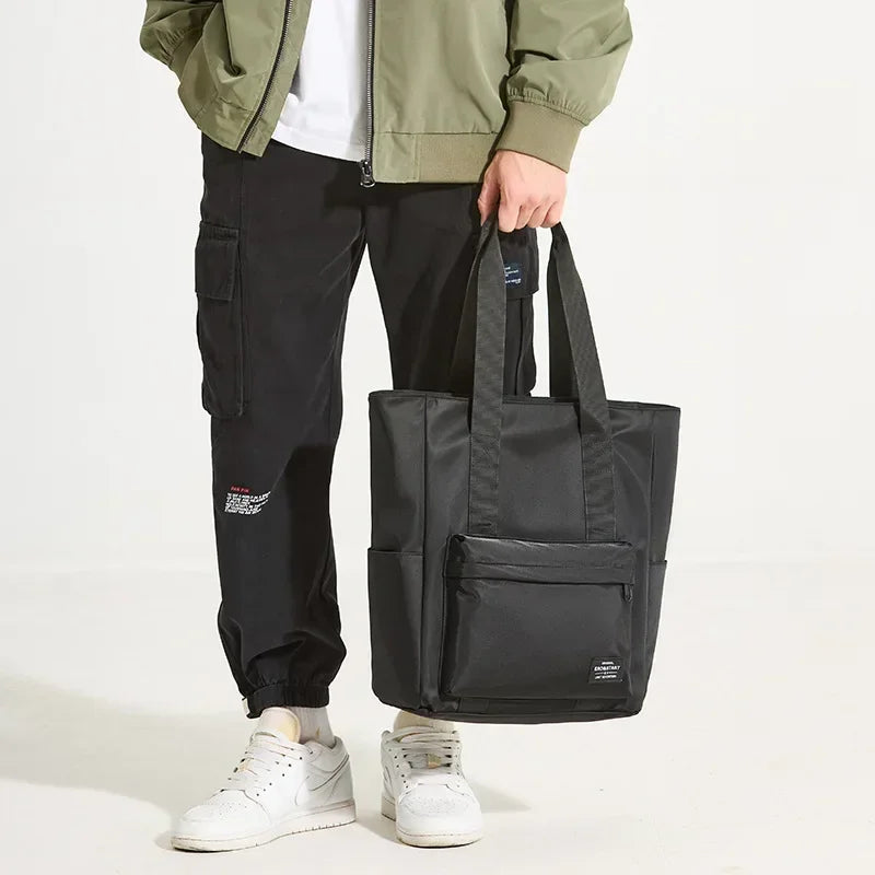 Men's One Shoulder Casual Bag Large Capacity Men's and Women's Handbags Simple Tote Bags Waterproof Black Underarm bag 가방 bolsos