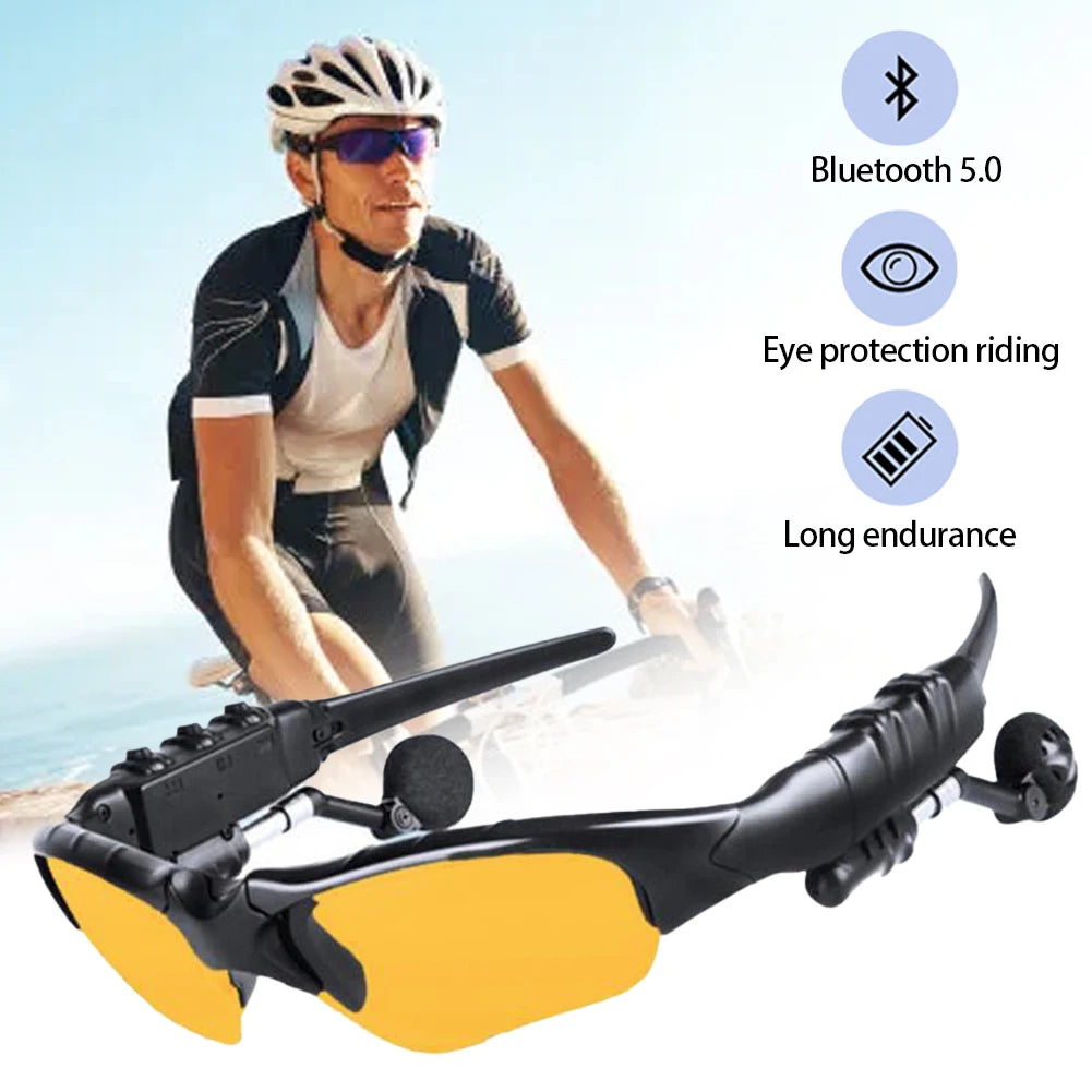Bluetooth-compatible 5.0 Stereo Earphones Wireless Headset Mic Smart Glasses Sunglasses for Cycling Noise Reduction Headphones
