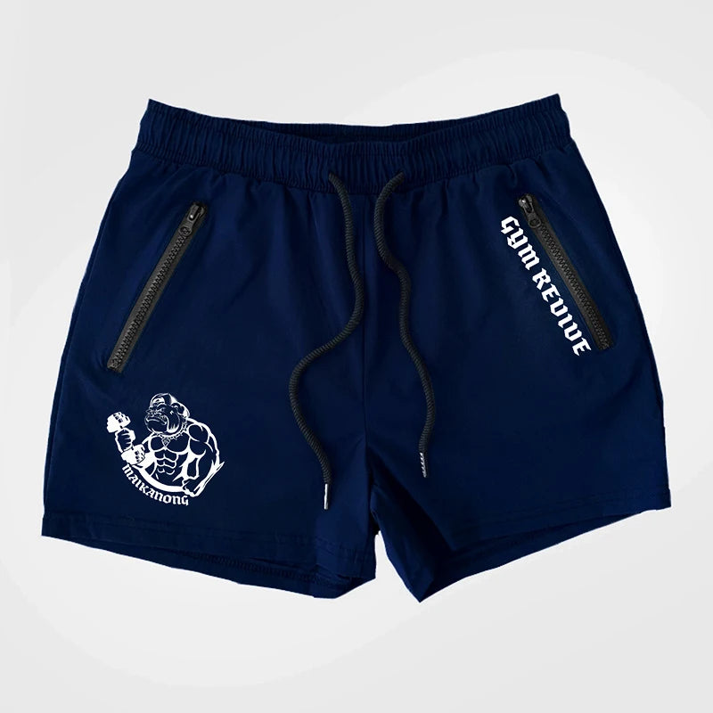 Men's Printed Shorts Summer Quick Dry Side Double Zipper Pockets Design Running Basketball Training Gym Shorts