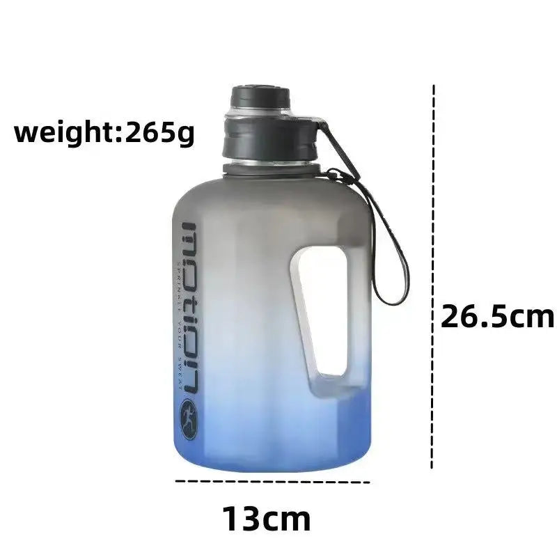 Botella de agua deportiva de 2,4 litros con pajita, gran capacidad, para fitness, con escala, tetera de plástico portátil para exteriores.