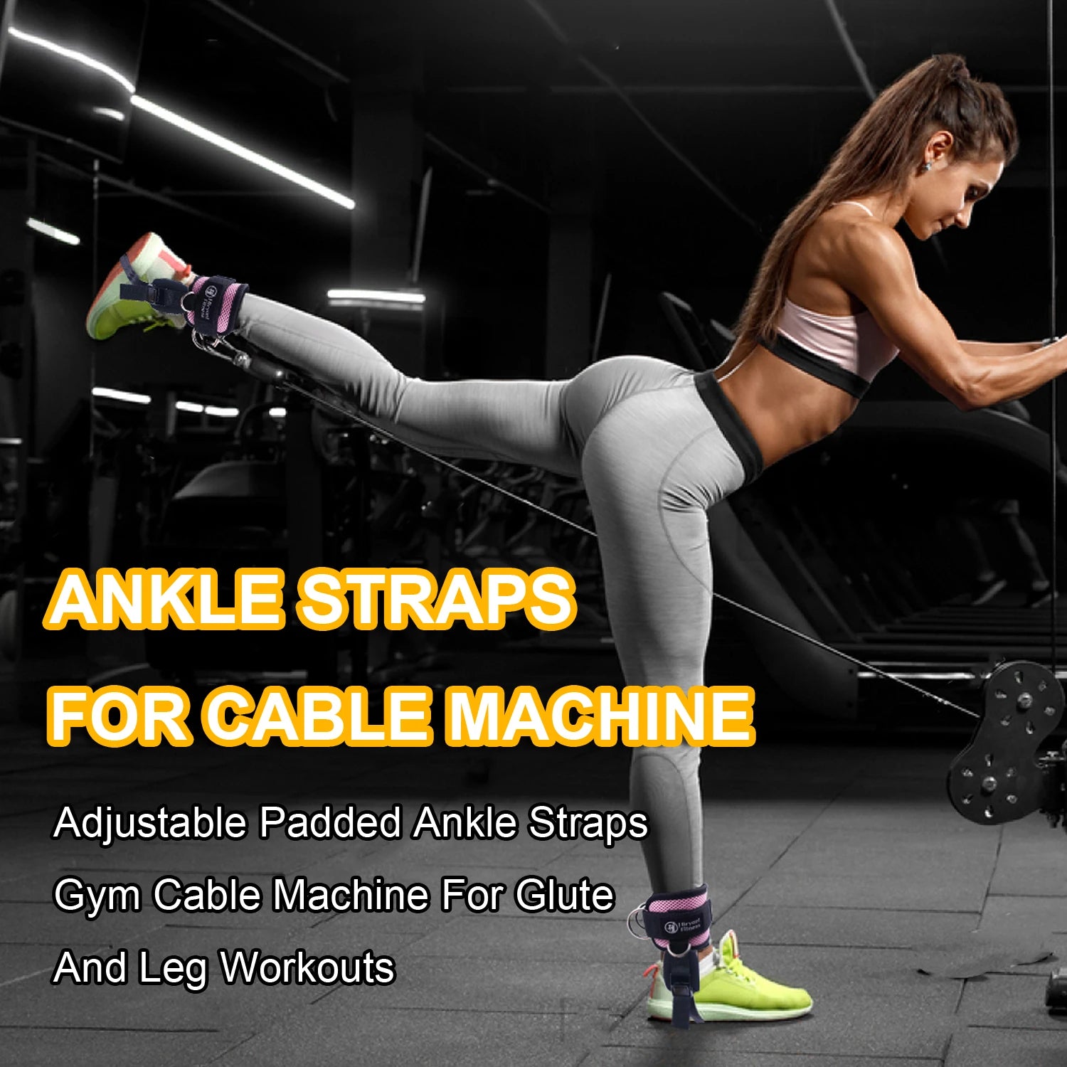 4 D-rings Ankle Straps for Cable Machine Adjustable Extra Strap Ankle Cuffs Booty Building Workout Trainer Fitness Equipment