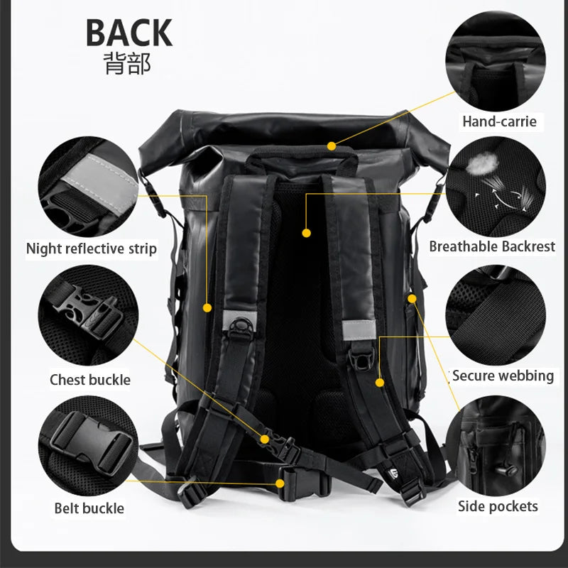 Mochila para exteriores con aletas largas Equipo Natación Río Rastreo Deriva Seco Húmedo Bolsa de separación Mochila de snorkel