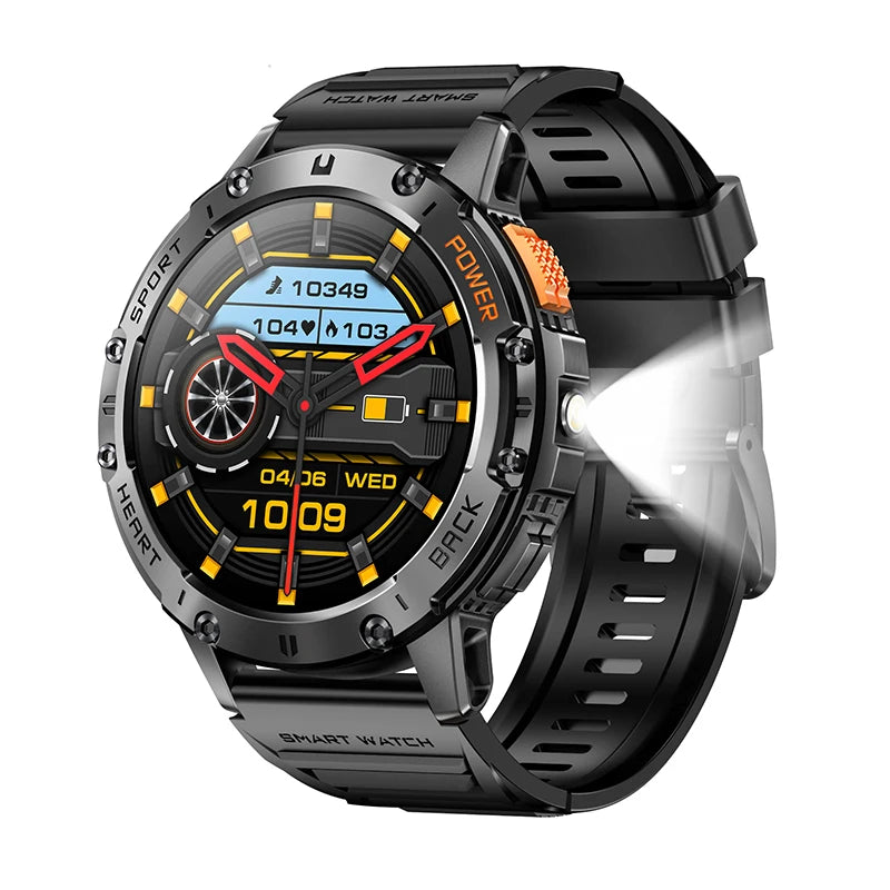 Reloj inteligente AMOLED para Android e iOS, con linterna, deportivo, resistente al agua, rastreador de actividad física, Bluetooth, llamadas y caja.