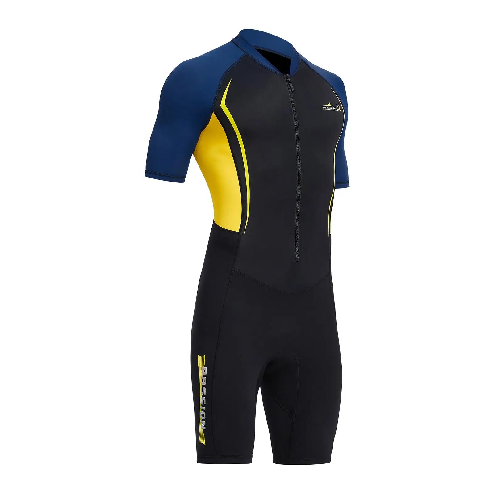 Traje de neopreno corto para hombre, con protección solar, manga corta, cuerpo entero, 1,5 mm, ideal para buceo, surf, pesca submarina y esnórquel.