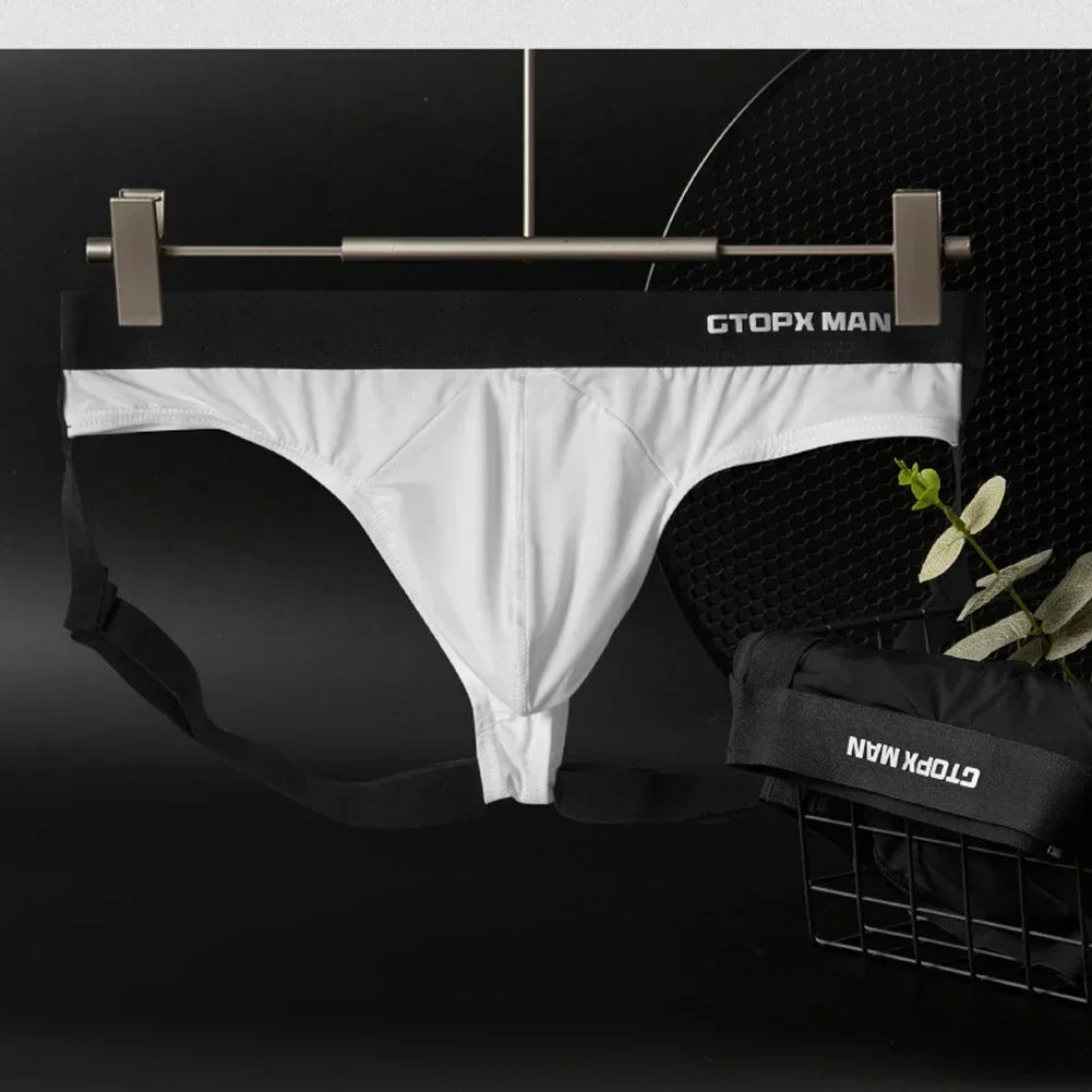Men's T-shaped ice silk jockstrap, U-shaped convex