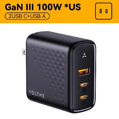Cargador VOLTME de 100W para multipes dispositivos, entrada USB tipo C.